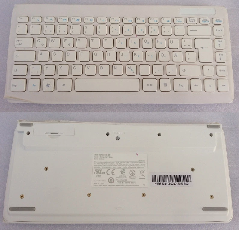 Keyboard Qwertz German Acer KB.RF403.108 KG-0917 White RF Wireless W/O Dongle - Image 1 of 1