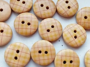 10 Beige Tartan Check Sewing Buttons 15mm (5/8") Plaid Cream Check Sewing Button - Picture 1 of 1