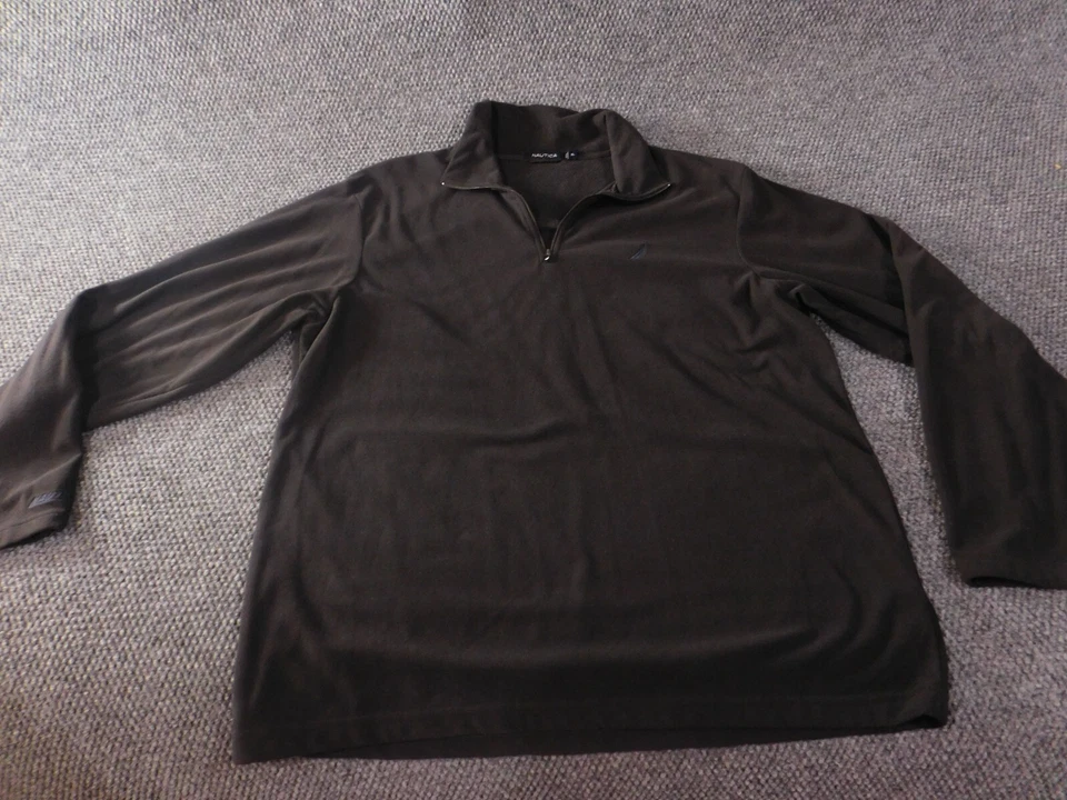 Nautica Hombre Sudadera Extra Grande Negro Pullover 1/4 Cremallera Elástico Polar Foto 1 de 4