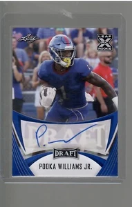 POOKA WILLIAMS JR ROOKIE AUTO 2021 LEAF DRAFT FOOTBALL - Picture 1 of 2