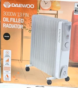 DAEWOO Tragbarer Ölheizkörper mit Thermostat 3000W Heizung Weiß 13 Fin - Bild 1 von 3