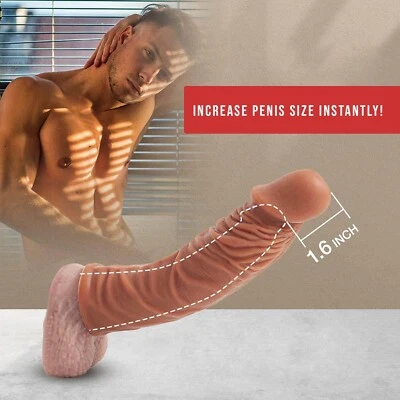 ALARGADOR DE POLLA MASCULINO-POTENCIADOR-PENE-EXTENSIÓN-EXTENSOR-FUNDA-MANGA JUGUETE SEXUAL HOMBRES Foto 1 de 4