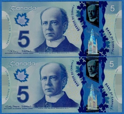 Canada $5 2013 Combo P106e,f  Lane & Macklem + Rogers & Macklem  - UNC Polymer - Image 1 of 2