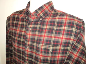 G.H. Bass & Co. Herren Freizeit Flanell Button Down Hemd Small rot kariert - Bild 1 von 5