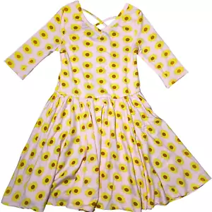 Abito Ballerina Twirl Dot Dot Smile Ragazze 5 6 Rosa Girasoli Gialli Nuovo con etichette - Foto 1 di 3