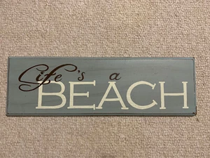 LIFE IS A BEACH nautical coastal country wood sign 16x5" - Picture 1 of 4
