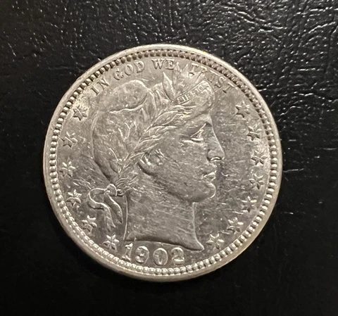 1902 BARBER QUARTER DOLLAR 25c **AU/BU** RARE US COIN Cover