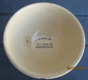 Vintage Farm Service Co. Watt Pottery Bowl Pink and Blue Band #6 Ovenware USA - Picture 1 of 7