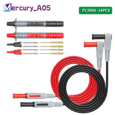 PEAKELECT 14PC 4mm Bananenstecker Multimeter Messleitung Kit mit Draht Piercing Prüfspitze