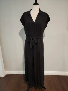 H&M Women's Dress Black Size M Short Sleeve Button Down Shirt Dress A-89 - Picture 1 of 10