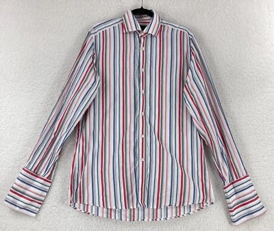 Duchamp London White Stripe Button-Up Dress Shirt Mens Long Sleeve Size Medium - Image 1 of 4