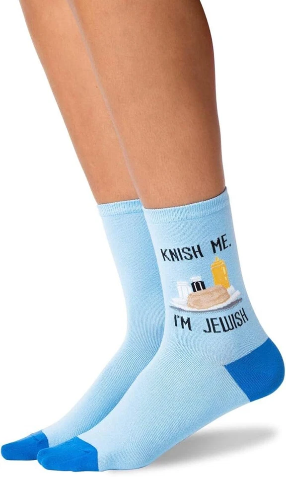 Hotsox Mujer Calcetines Crew Knish Me Im Jewish 1 Par, Azul, Mujer 4-10 Zapato Foto 1 de 1