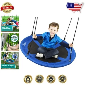 40-Inch Outdoor Alloy Steel Tree Swing – Fun Blue Saucer for Multiple Kids - Picture 1 of 8