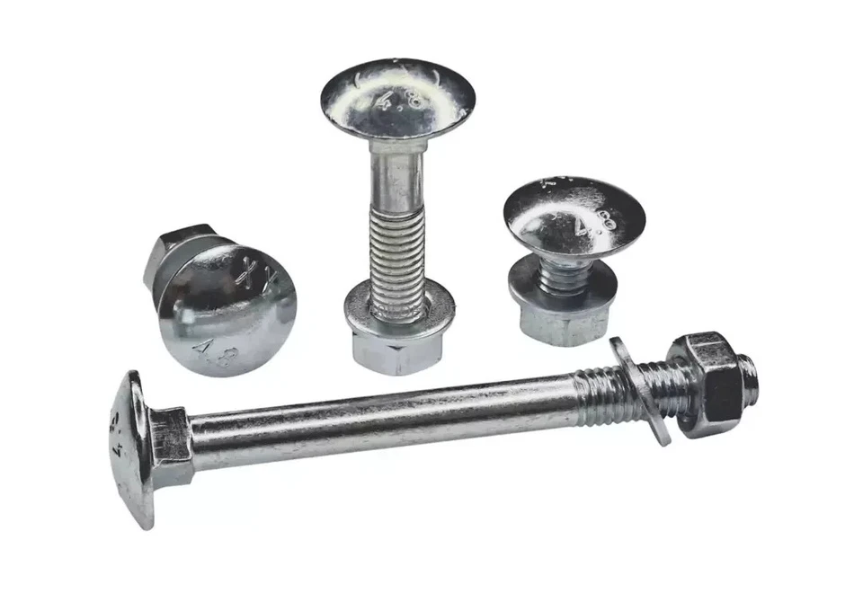 VITI BULLONI M8 CON QUADRO SOTTO TESTA PERNI TESTA TONDA UNI 5732 DIN603 ZINCATO - Immagine 1 di 4