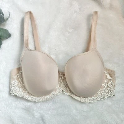 Sujetador Wacoal Abrazo Contorno de Encaje Con Aros Talla 38C Beige Desnudo Clásico Camiseta Foto 1 de 4