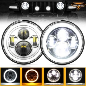 7" Chrome LED Headlights Hi-Lo Beam DRL Angel Eyes for Jeep Wrangler JK 2007-18 - Picture 1 of 12
