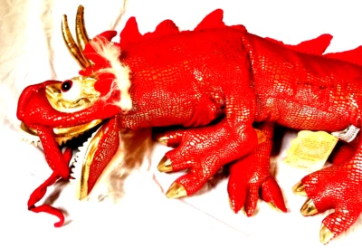 Folkmanis Red Chinese Dragon Serpent Snake Plush Hand Puppet 47" L Fantasy READ - Photo 1/4