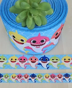 7/8, 1, 1.5 & 3" (1 YD) Baby Shark Grosgrain Ribbon Mommy Shark Daddy Shark - Picture 1 of 1