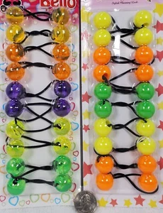 2 pack of knocker ball  ELASTIC hair Scrunchie tie bead girl Ponytail Holder - Picture 1 of 3