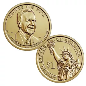 President George HW Bush 41st Presidential $1 Dollar P or D Mint Fresh - Picture 1 of 1