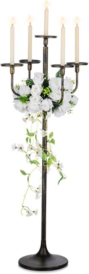 Candelabro de piso negro centro de mesa 5 brazos 48 pulgadas de alto candelabros para candelabros Foto 1 de 4