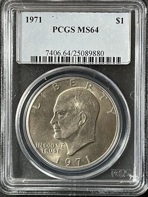 1971 Eisenhower  Dollar PCGS MS64  25089880 - Image 1 of 2