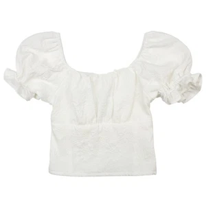 Art Class Girls' Short Puff Sleeve T-Shirt in White, XS (4/5) - Picture 1 of 5