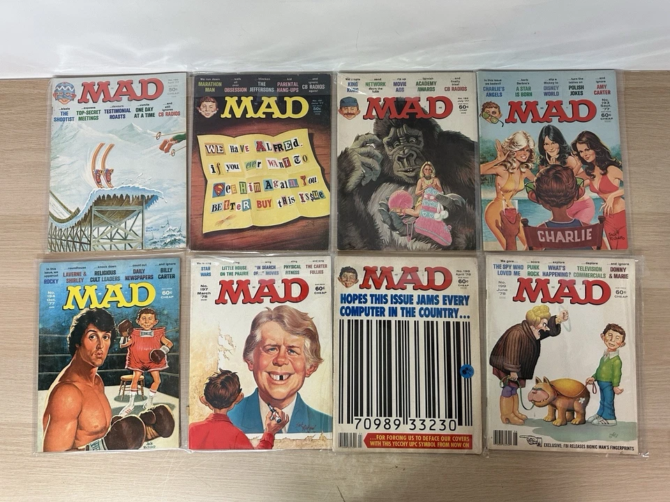 Vintage ‘77-‘78 Mad Magazine Lot Of 8 - Issues 190 191 192 193 194 197 198 199 Foto 1 de 4