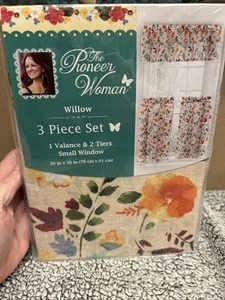 Pioneer Woman ~ Willow ~ Three (3) Piece Curtain Set ~ 30" x 36" - Picture 1 of 8