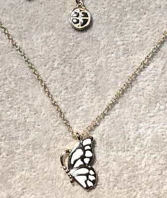 Ben Amun Gold Tone Enameled Butterfly Pendant Necklace Adjustable 16 to 20 inch - Image 1 of 4