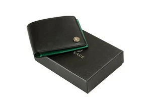 Versace schwarz & grün Medusakopf 100 % Leder faltbare Geldbörse - Bild 1 von 5