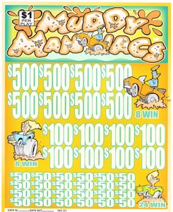 Pull Tab - Jar - Tickets Game - Muddy Maniacs 7440ct - Picture 1 of 2