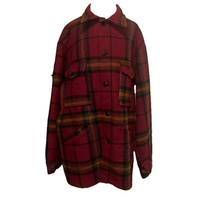 Camisa Chaqueta De Lana Pendleton De Colección Para Hombre L Borgoña Cuadros Mackinaw Años 80 Foto 1 de 4