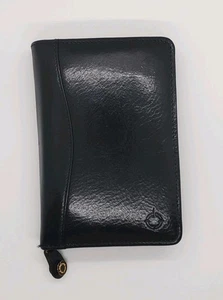 Franklin Covey Luxe Black Leather Compact Agenda Organizer Travel Case 5½X 4X1" - Picture 1 of 10