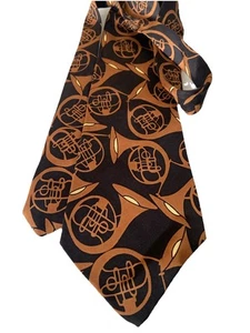 CERRUTI CXIII Vintage Mens 100% Silk Necktie Designer Geometric Bugle Horn Print - Picture 1 of 5
