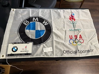 1996 Olympic Flag Atlanta USA BMW + Zentrum Ticket + official plate and frame - Image 1 of 4