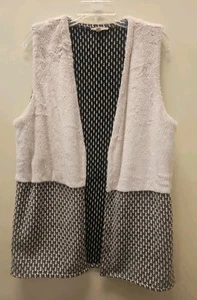 Hem & Thread Long Sherpa/Knit Womens Vest Size Medium pockets - Picture 1 of 4