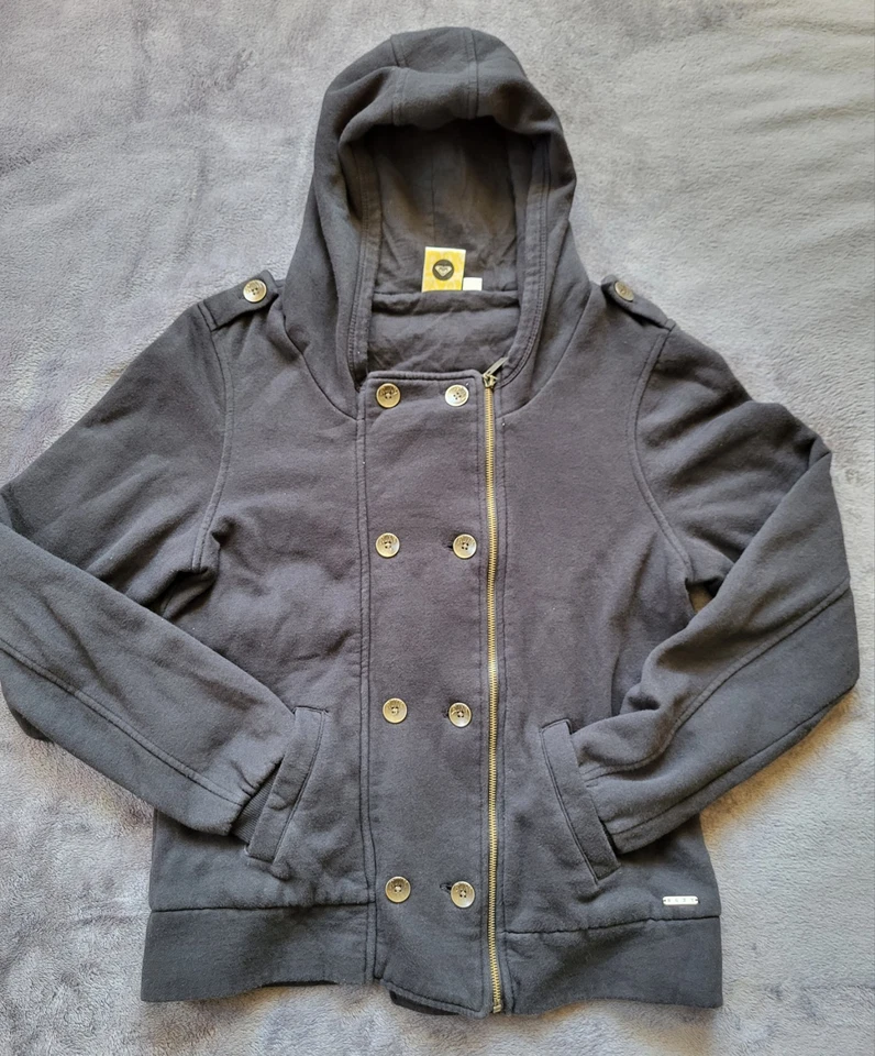 Roxy Sudadera con Capucha Negra Estilo Punk o Moto Doble Pecho Cremallera Sudadera Y2k Gótico Foto 1 de 4