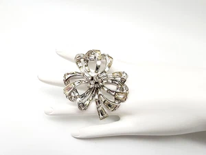 VINTAGE 1940'S SIGNED/MARKED BOGOFF LARGE CLEAR RHINESTONE JEWELRY BROOCH/PIN !! - Picture 1 of 7