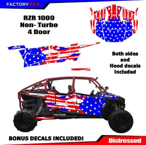 Kit de gráficos de bandera de EE. UU. rojo blanco azul se adapta a calcomanías de 4 puertas Polaris RZR 1000 14-18 - Imagen 1 de 2