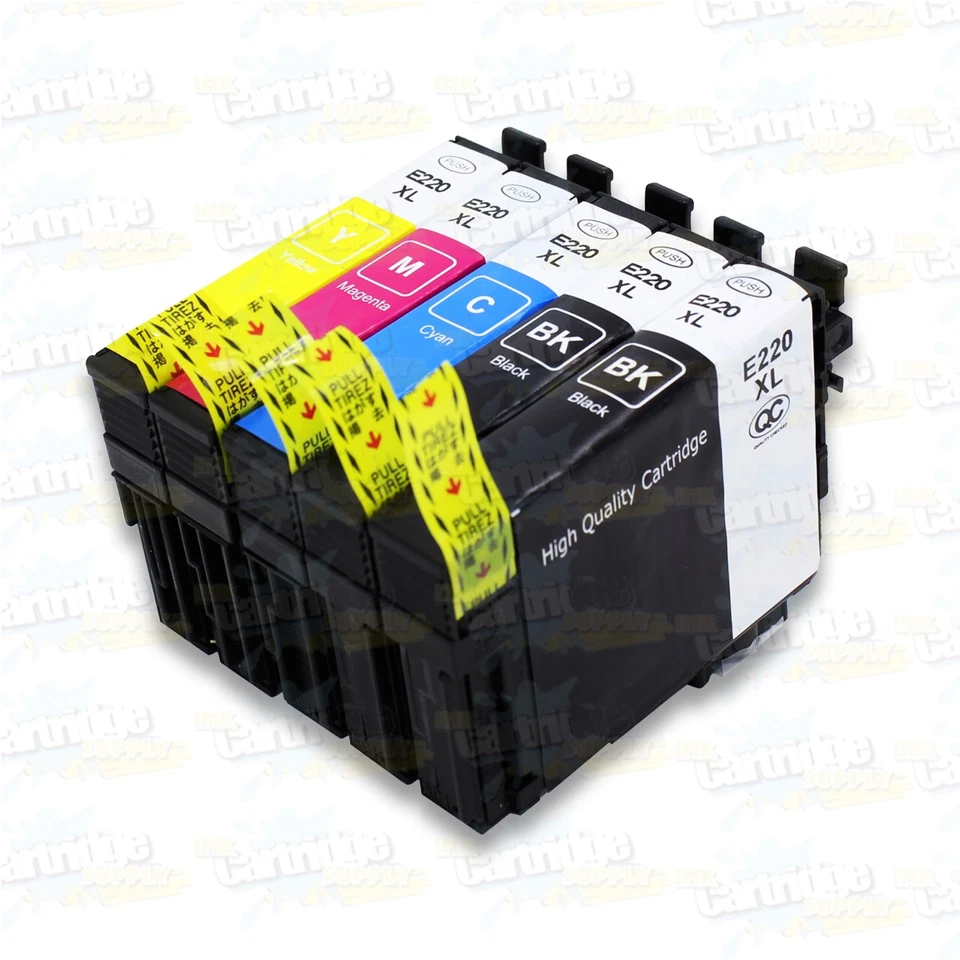 5PK 220XL Ink For Epson XP-320 XP-420 XP-424 WF-2630 WF-2650 WF-2660 WF2750 2760 - Image 1 of 1