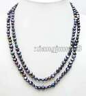 6mm Baroque Natural Freshwater Black Pearl Necklace For Women Long Necklace 40"