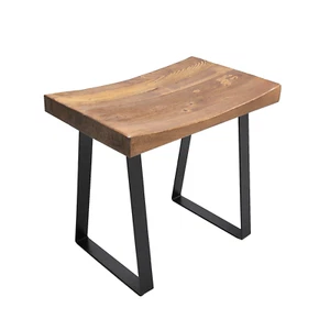 GREENAGE Rustic Old Pine Wood Bench with Metal Legs 19"L x 12" W x 17" H - Picture 1 of 11