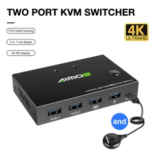 Caja de conmutadores KVM HDMI 2x1 4K para 2 computadoras compartir 1 monitor divisor conmutador USB - Imagen 1 de 16