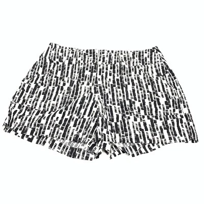 Shorts chino feminino Apt 9 estampa geométrica tamanho 12 preto branco grande casual G - Imagem 1 de 4