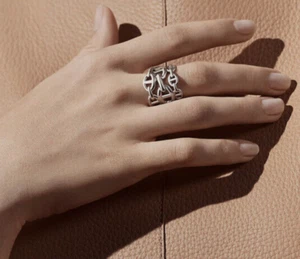 NEU MIT ETIKETT HERMES Chaine D'Ancre Enchainee Ring großes Modell Silber Größe 55 - Bild 1 von 2