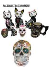 SUGAR SKULLS 8-PIECE LOT OF FIGURINES FROM 3” TO 9.5” INCHES TALL