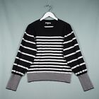 Oliver Bonas Jumper Sweater Womens 14 Black White Stripe Cuffed Top Preloved