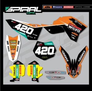 Kit de gráficos MX personalizados de fábrica KTM SX SXF 125 250 350 450 Wilvo 2009 2010 2011 - Imagen 1 de 5