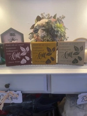 FARMHOUSE,HOME DECOR,HANDPAINTED,RUSTIC- ALL AT ONCE SUMMER FALL- WOOD SIGN - Image 1 of 4